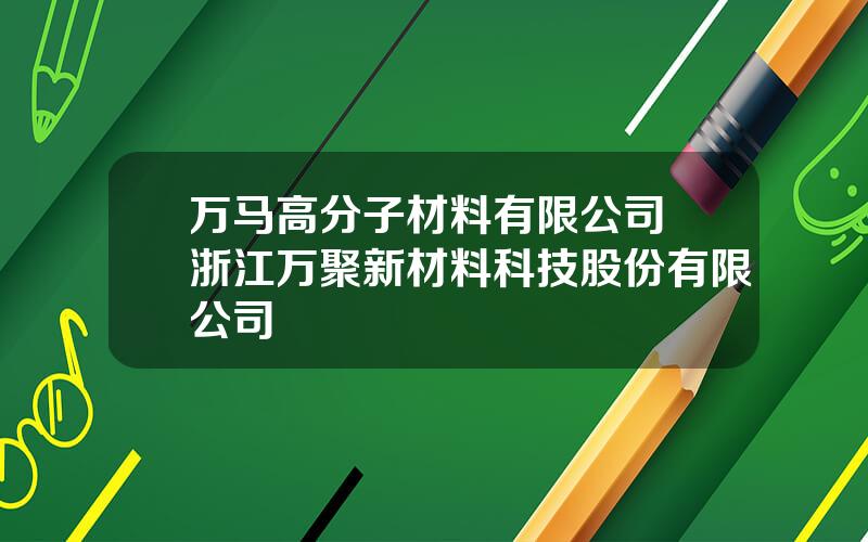 万马高分子材料有限公司 浙江万聚新材料科技股份有限公司